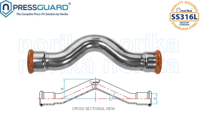 keluli tahan karat 316L press-fit penyesuai paip crossover